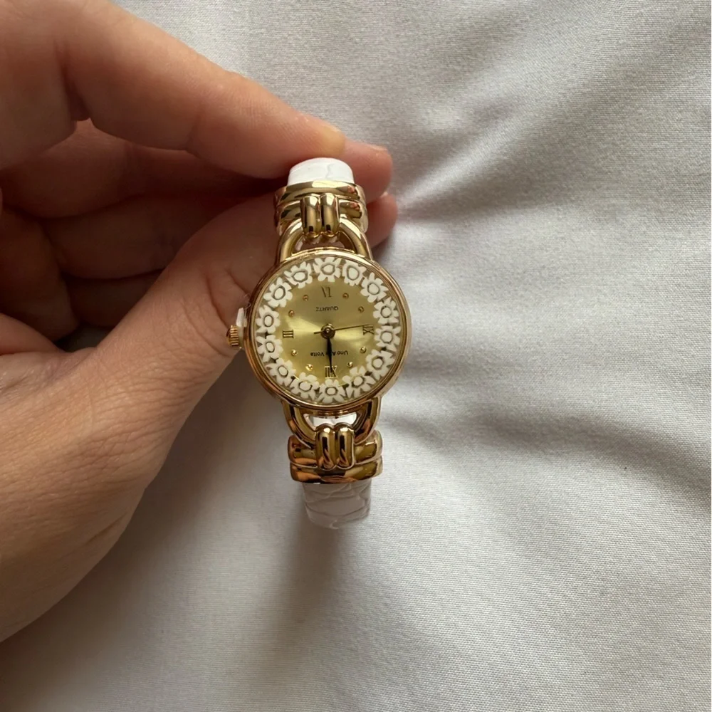 Elegant Gold and White Women's Watch